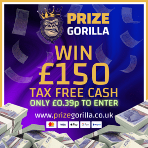 PRIZE GORILLA WIN £300 CASH NORTHERN IRELAND UK 2024 2025