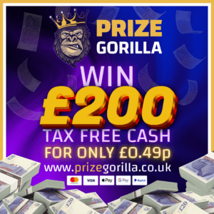 PRIZE GORILLA WIN £200 CASH BEST COMPETITION WEBSITE BELFAST NORTHERN IRELAND UK 2025