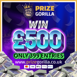 PRIZE GORILLA WIN £500 CASH BEST COMPETITION WEBSITE BELFAST NORTHERN IRELAND UK 2025