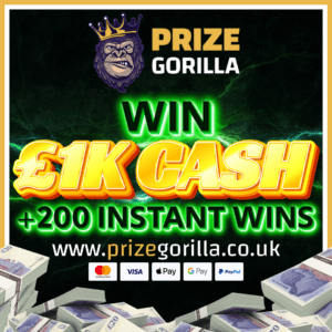 PRIZE GORILLA - £1000 CASH AND Instant Winners Best competitions website Belfast UK Northern Ireland 2025