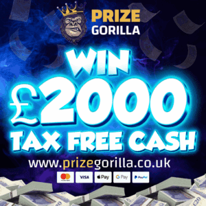 PRIZE GORILLA WIN £2000 CASH BEST COMPETITION WEBSITE BELFAST NORTHERN IRELAND UK 2025 INSTANT WIN LOW ODDS
