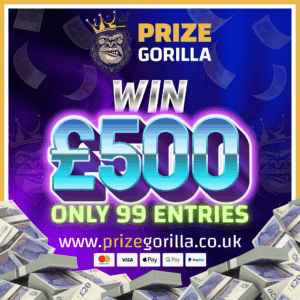 PRIZE GORILLA WIN £500 CASH BEST COMPETITION WEBSITE BELFAST NORTHERN IRELAND UK 2025