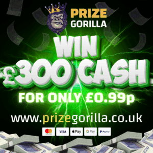 PRIZE GORILLA WIN £300 CASH BEST COMPETITION WEBSITE BELFAST NORTHERN IRELAND UK 2025 INSTANT WIN LOW ODDS