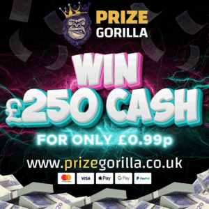PRIZE GORILLA WIN £250 CASH BEST COMPETITION WEBSITE BELFAST NORTHERN IRELAND UK 2025