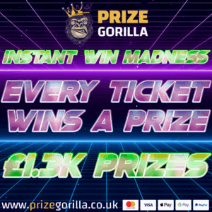 Prize Gorilla Instant win madness £1000 Prizes Best competition website Northern Ireland Belfast UK 2025 win free money