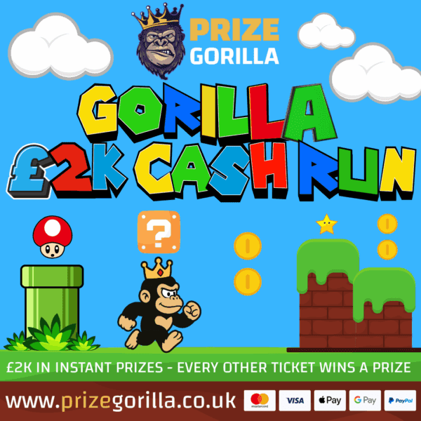 Prize Gorilla Instant Win cash site credit best competition prize website Northern Ireland Belfast UK 2025
