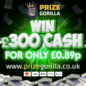 PRIZE GORILLA WIN £300 CASH BEST COMPETITION WEBSITE BELFAST NORTHERN IRELAND UK 2025 INSTANT WIN LOW ODDS