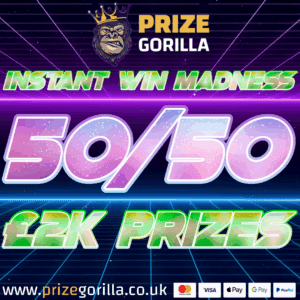 Prize Gorilla Instant win madness £2000 Prizes Best competition website Northern Ireland Belfast UK 2025 win free money